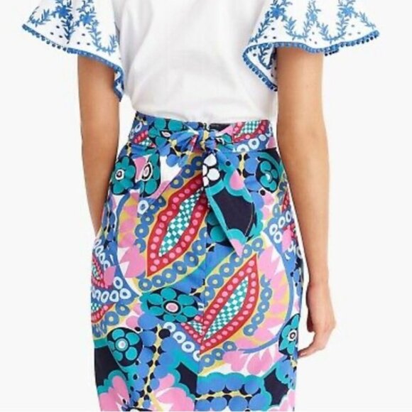J. Crew Floral Kaleidoscope Ratti Tie Back Tulip Midi Pencil Skirt 43022 - Picture 3 of 13